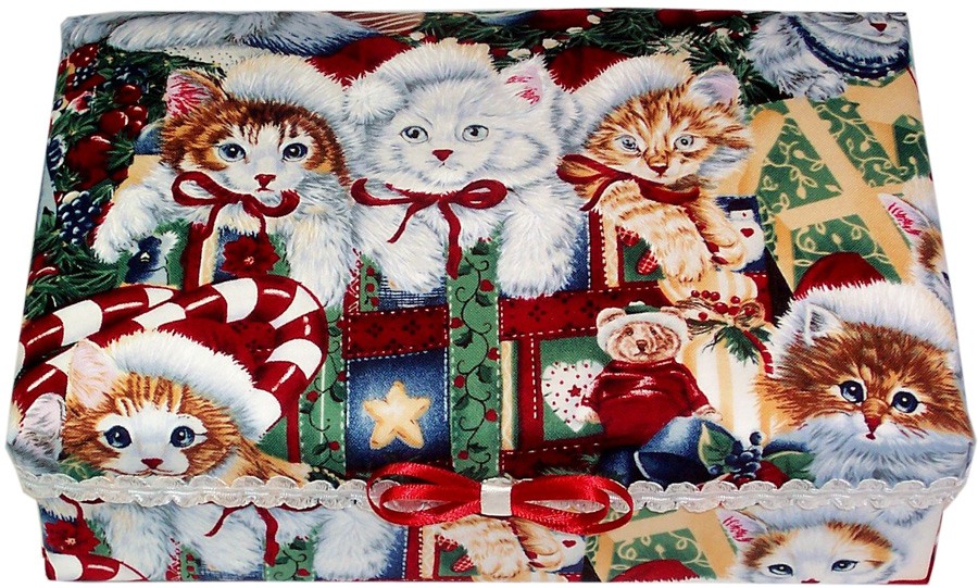 Christmas Kitties Fabric Covered Gift Boxes