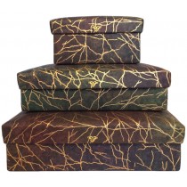 Moss Green, Brown and Gold Batik Gift Box